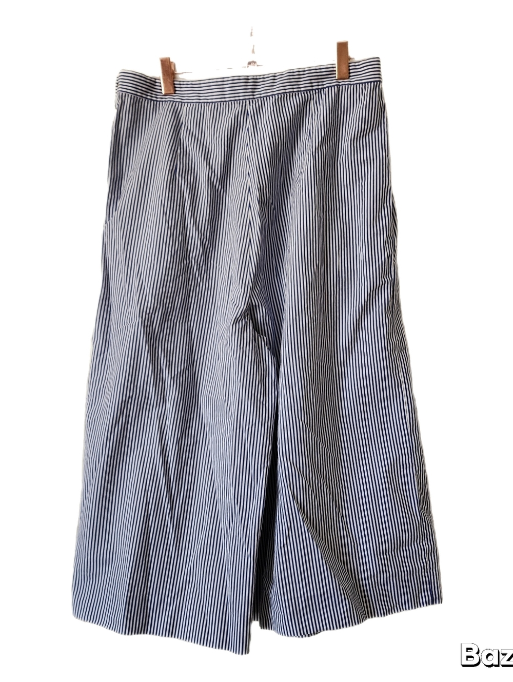 J. Crew Pants Womens Size 10 Blue White Stripe Wide Leg Culotte Crop Pleated - Picture 5 of 7
